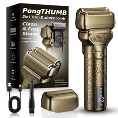 PongTHUMB electric razor dual-foil heads for a close, comfortable shave