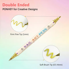 Ponhey nail art pens color swatches reveal vibrant hues for versatile at-home designs.