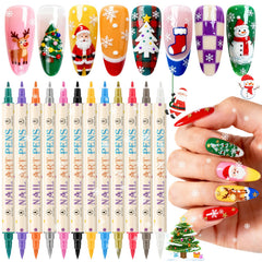 Ponhey nail art pens set front packaging shows 12 vibrant colors for at home manicures