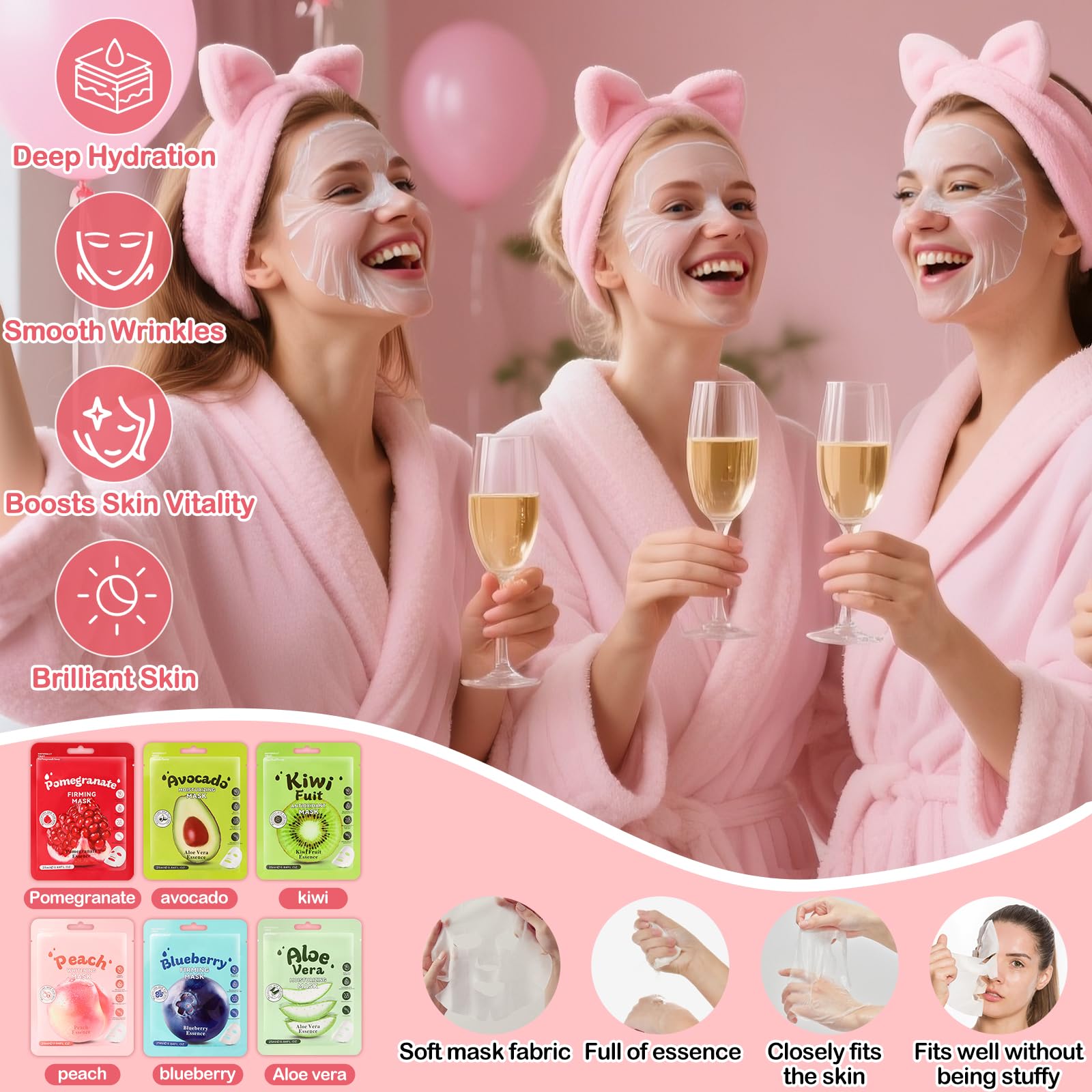 Ponhey spa party kit lip mask adds moisture for pampered lips.