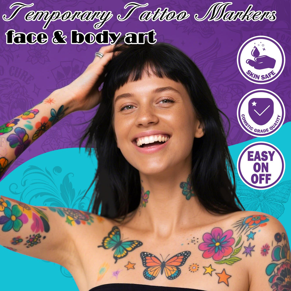 Ponhey 67 stencils kit enabling creative tattoo designs on skin