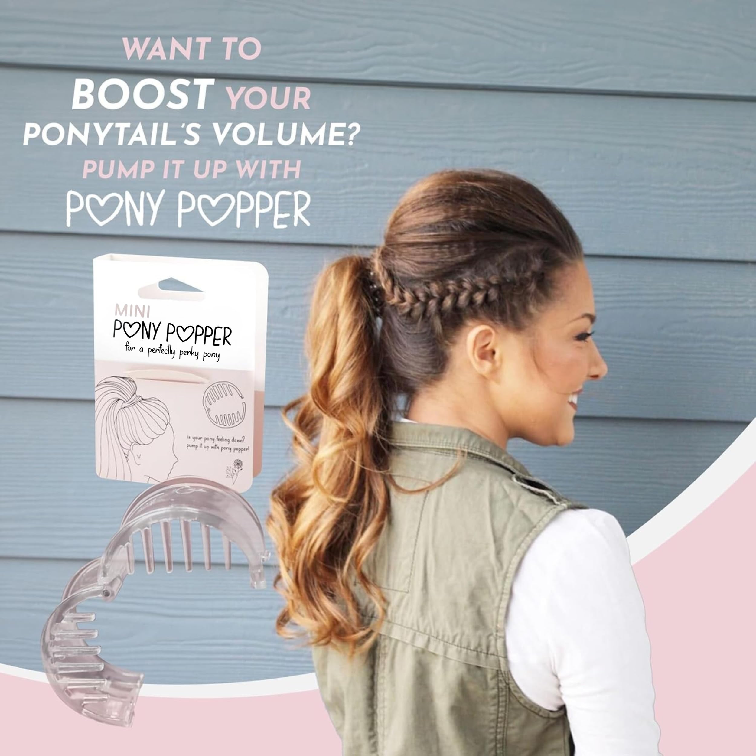Pony Popper Mini works with all hair types from fine to thick.