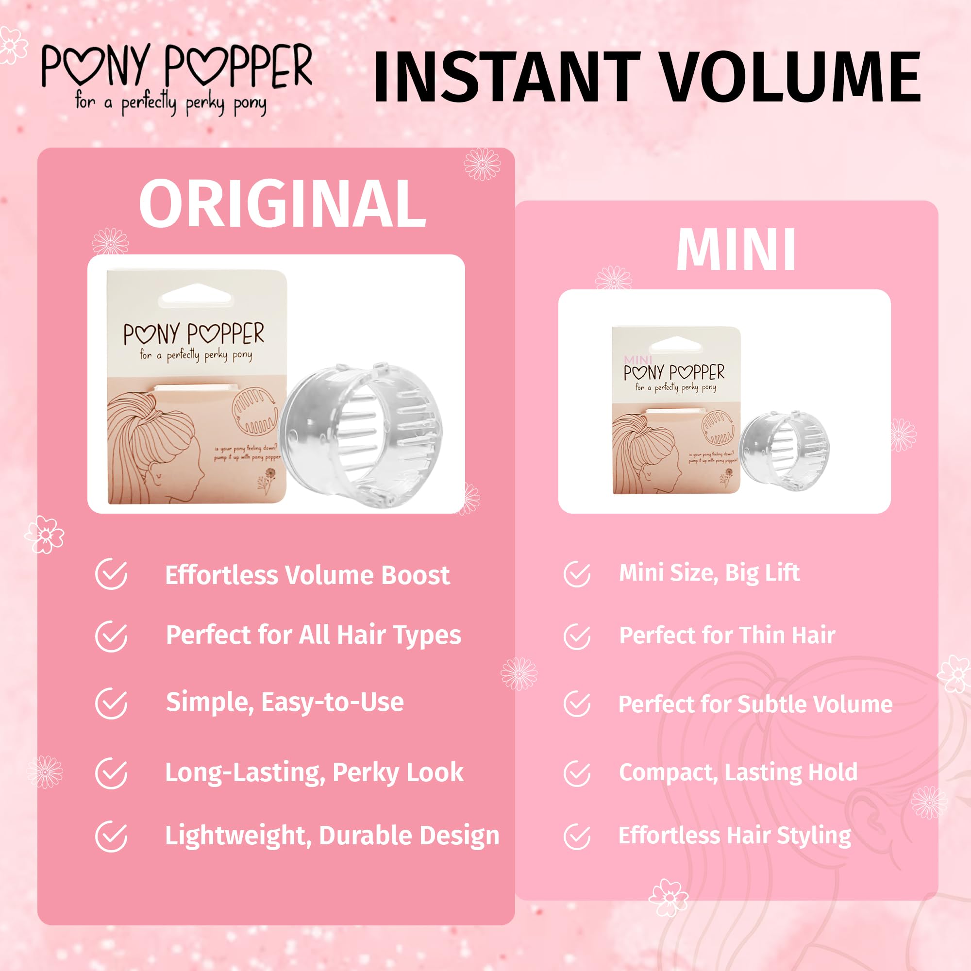 Pony Popper Clip transparente para peinados limpios