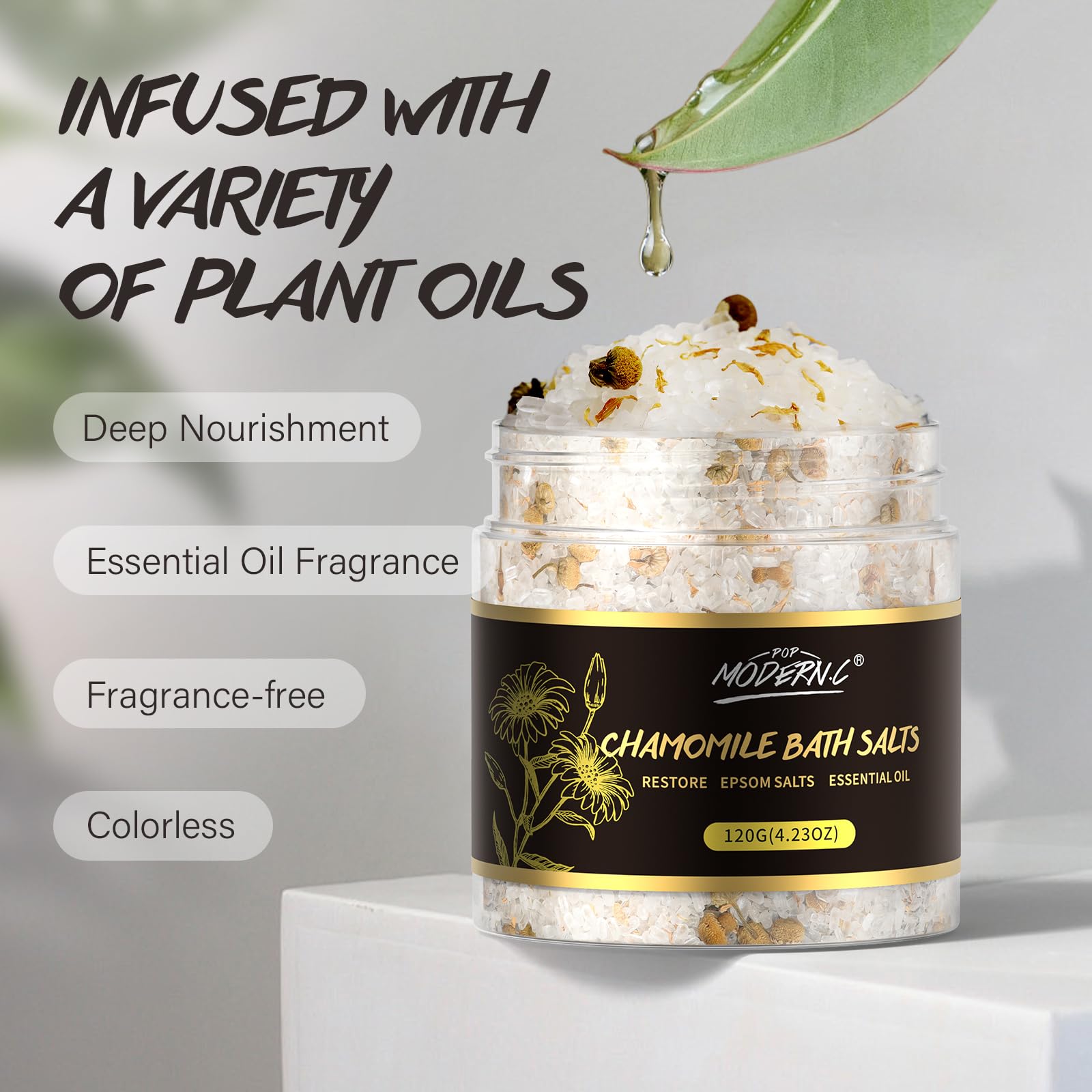 POP MODERN.C bath salts eucalyptus cleanse features cleansing eucalyptus for refreshing routine.