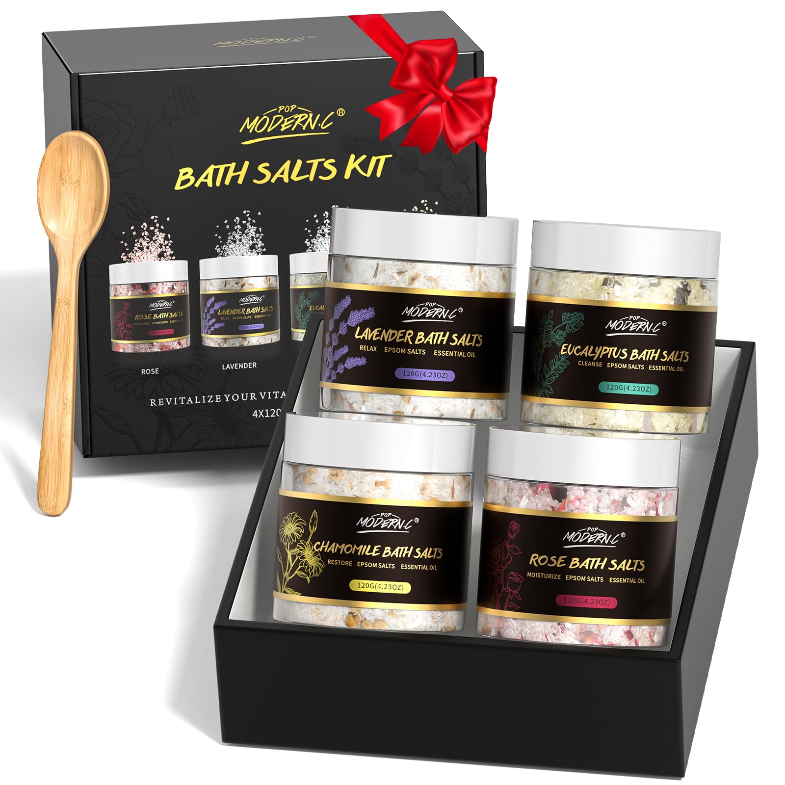 POP MODERN.C epsom salts gift set packaging elevates spa gifting.