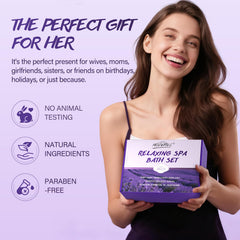 POP MODERN.C lavender bath-bubbles container highlighting soothing foamy bath experience.