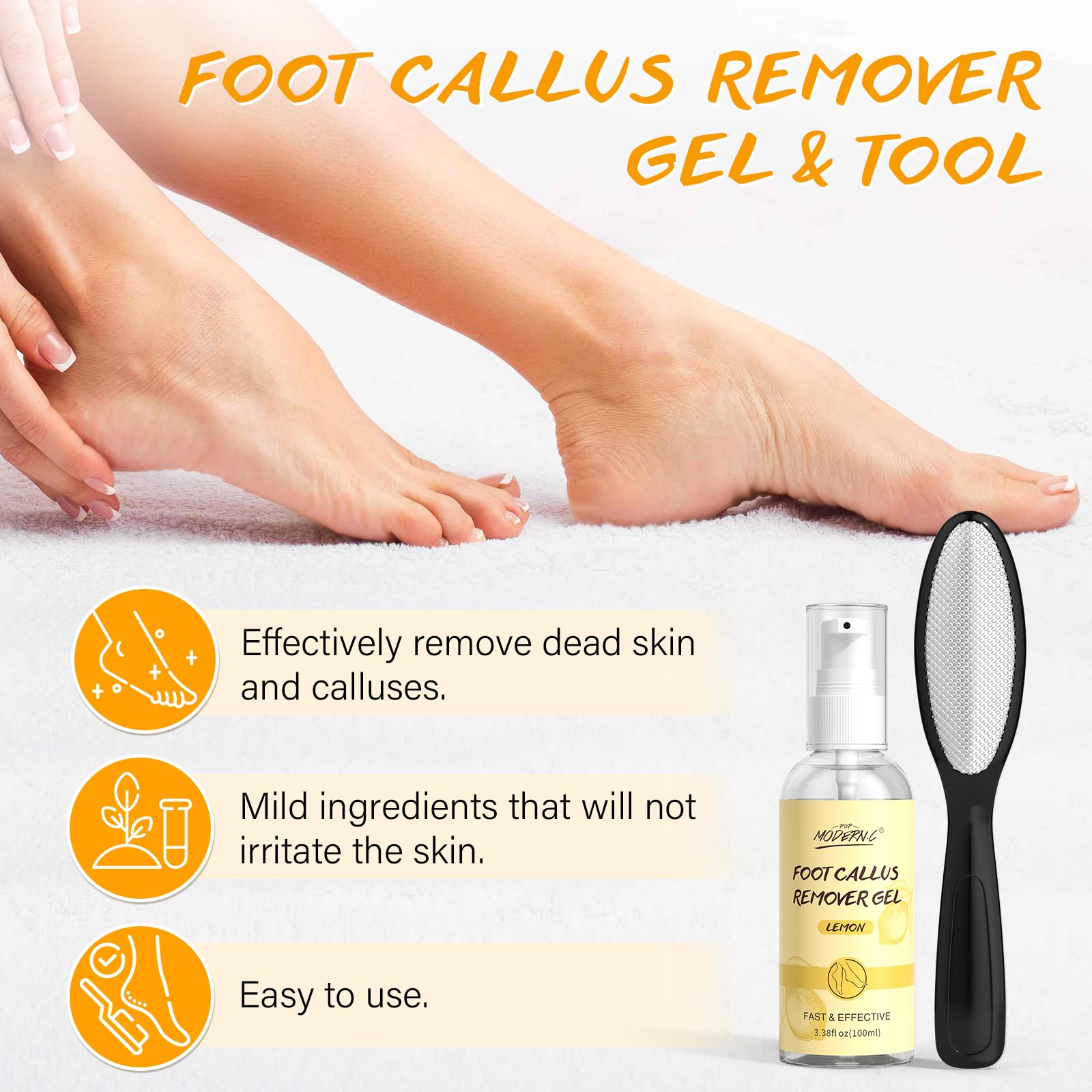 POP MODERN.C callus remover gel softens dead skin on feet.