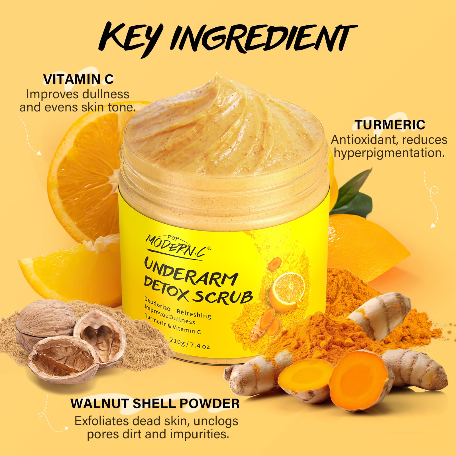 POP MODERN.C scrub in use on underarms demonstrates refreshing cleanse and odor control