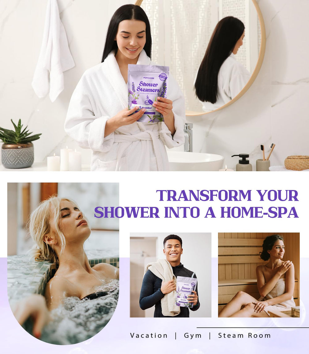 POPCHOSE gift-ready packaging for lavender shower steamers