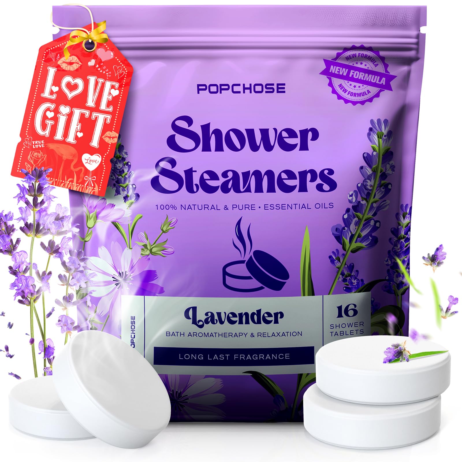 POPCHOSE lavender shower steamers 16-pack for home spa relaxation
