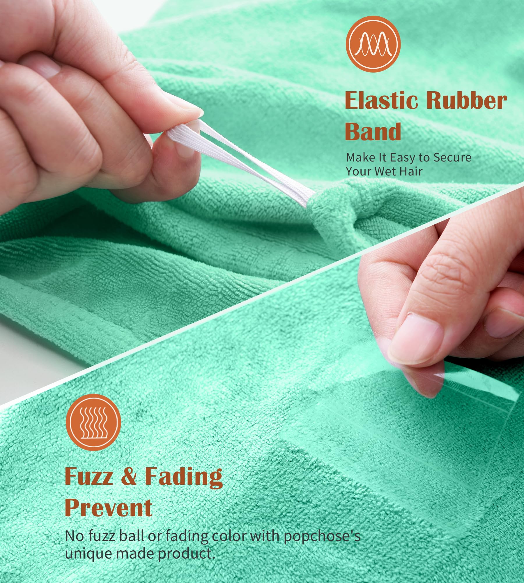 POPCHOSE In-use wrap keeps hair secure while you get ready