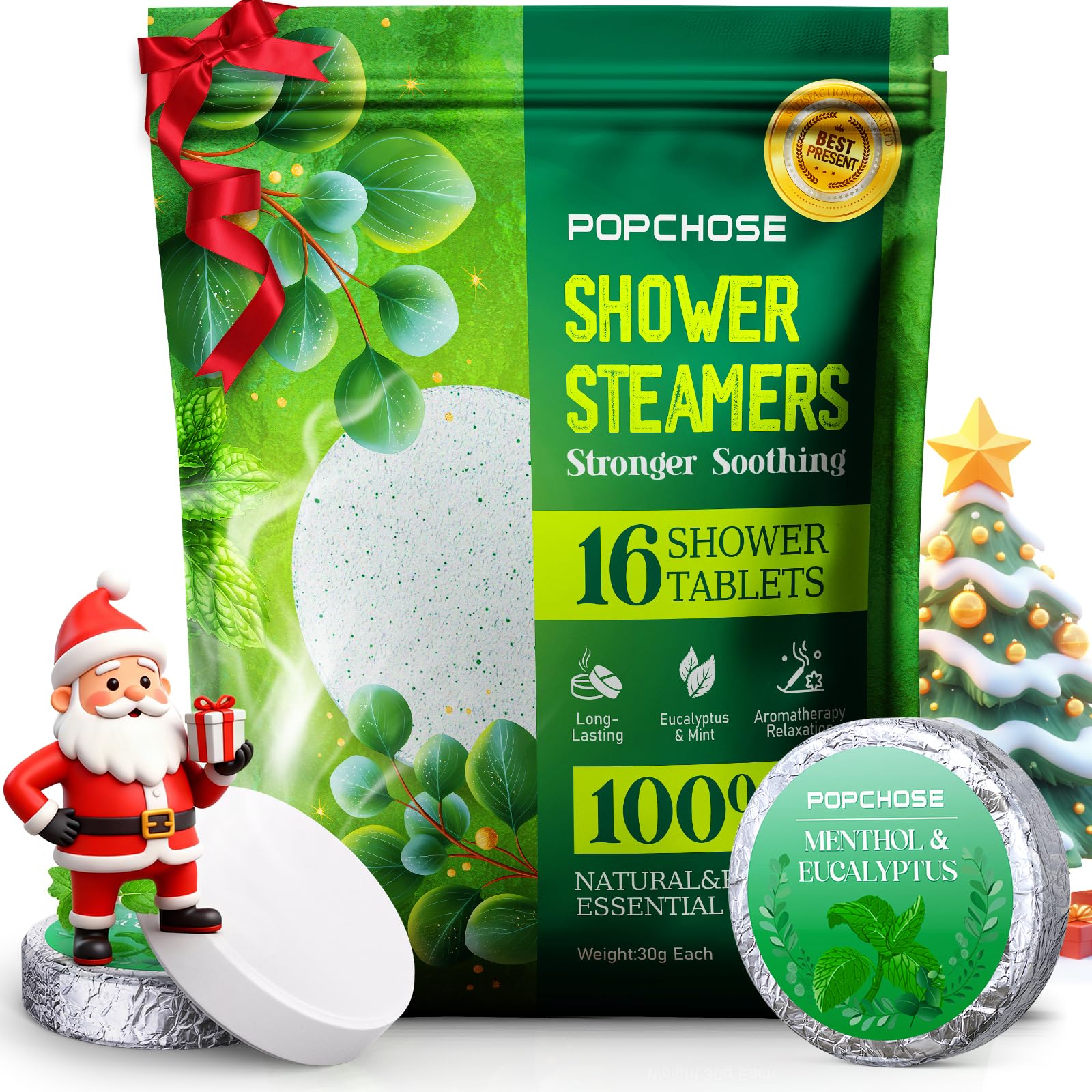 POPCHOSE shower steamers packaging — ready-to-gift spa set for holidays.