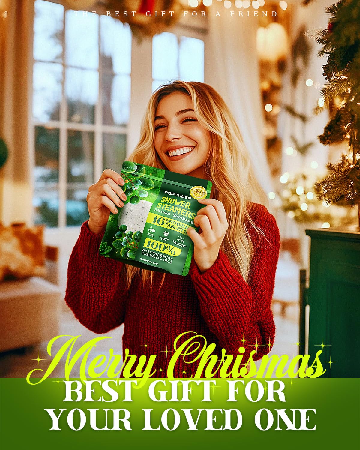 POPCHOSE stocking stuffer display — festive packaging ideal for Christmas gifts.