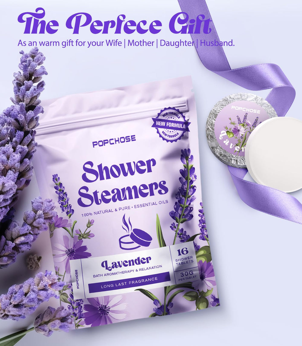 POPCHOSE travel-friendly lavender shower steamers in bag