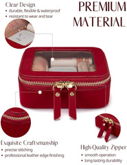 Popvibe Clear Makeup Bag side view highlighting portability in red