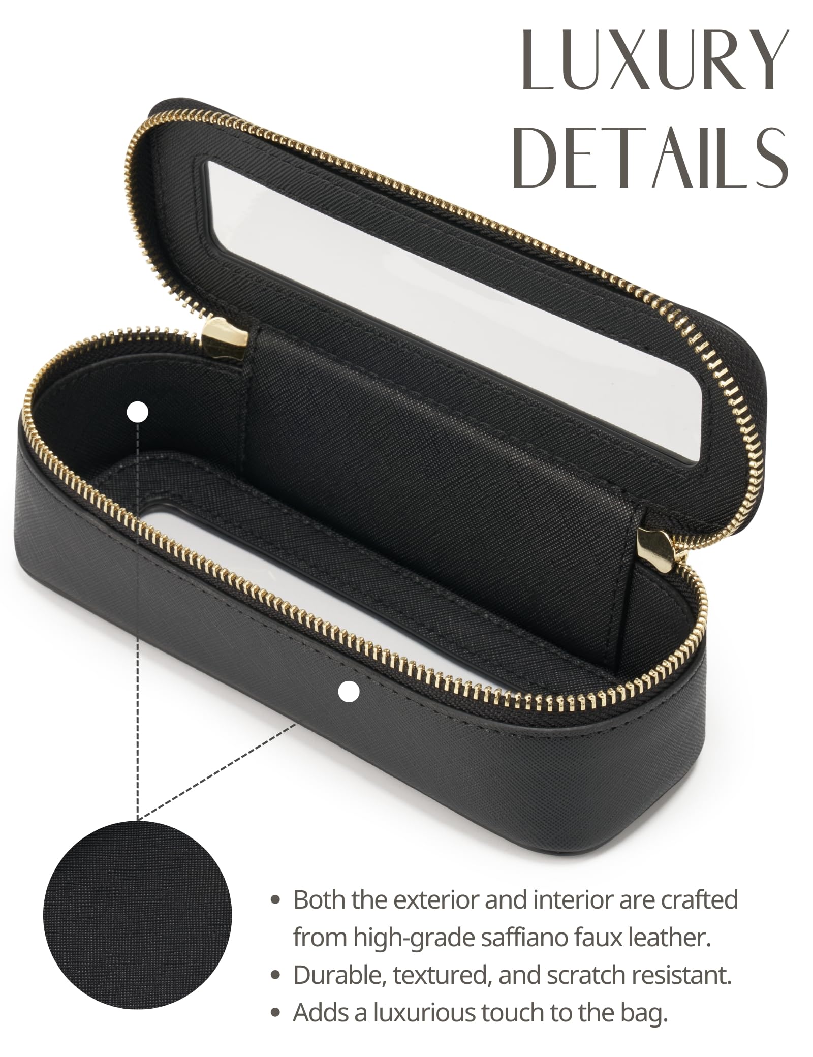 Popvibe clear panel close-up highlights durable zipper and stylish design
