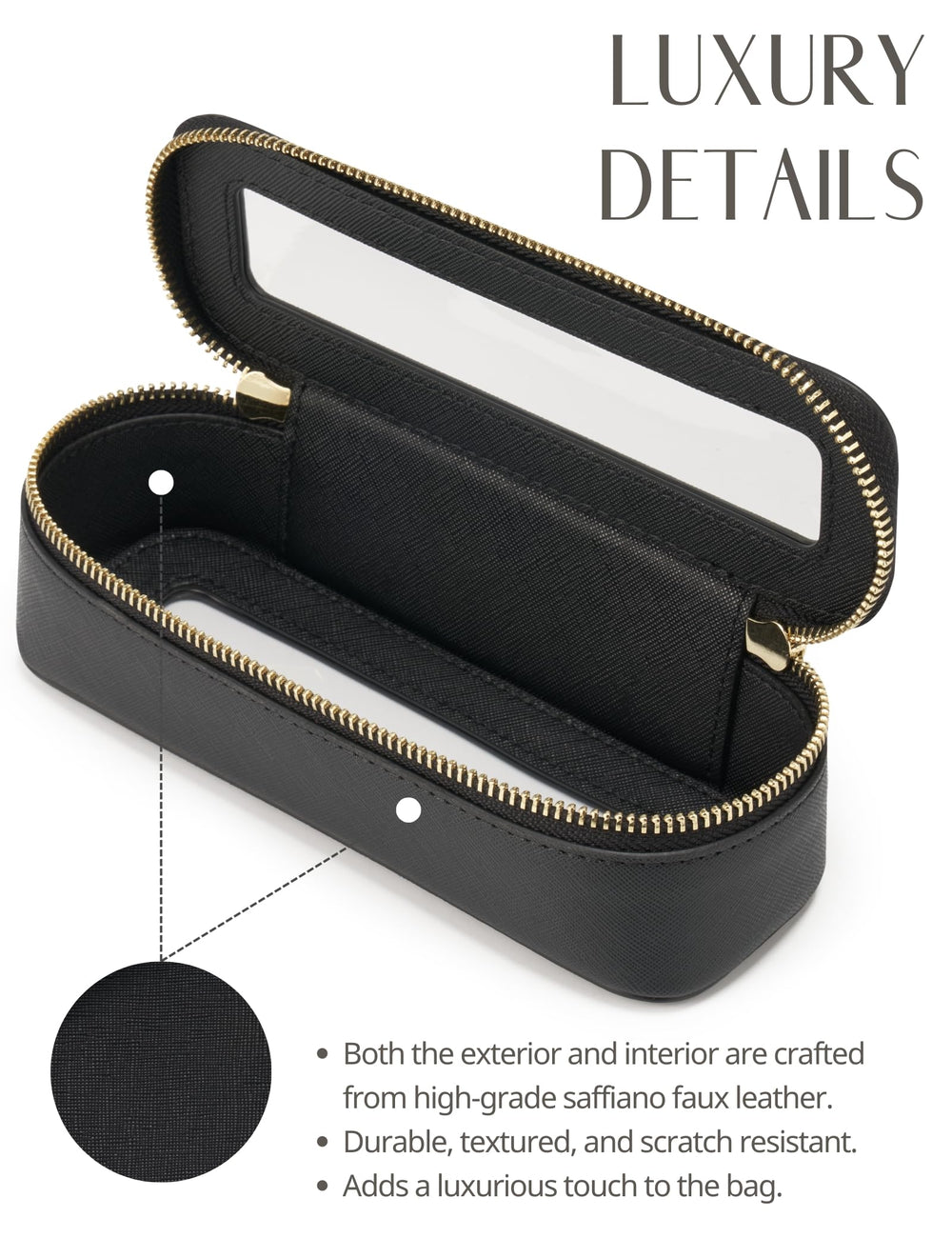 Popvibe clear panel close-up highlights durable zipper and stylish design