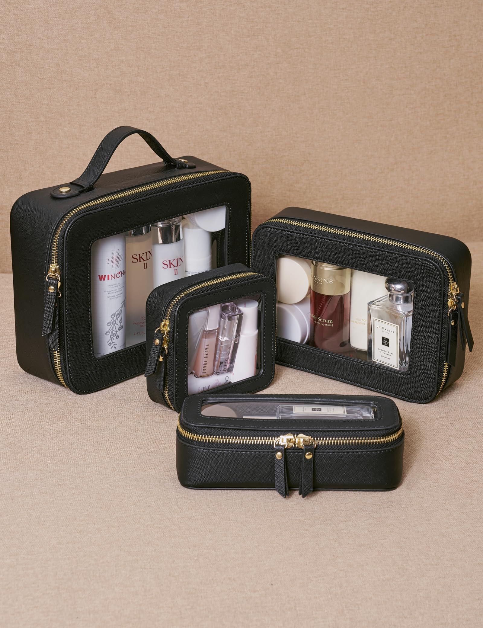 Popvibe luxury light-gold accents closure adds premium look to cosmetics storage