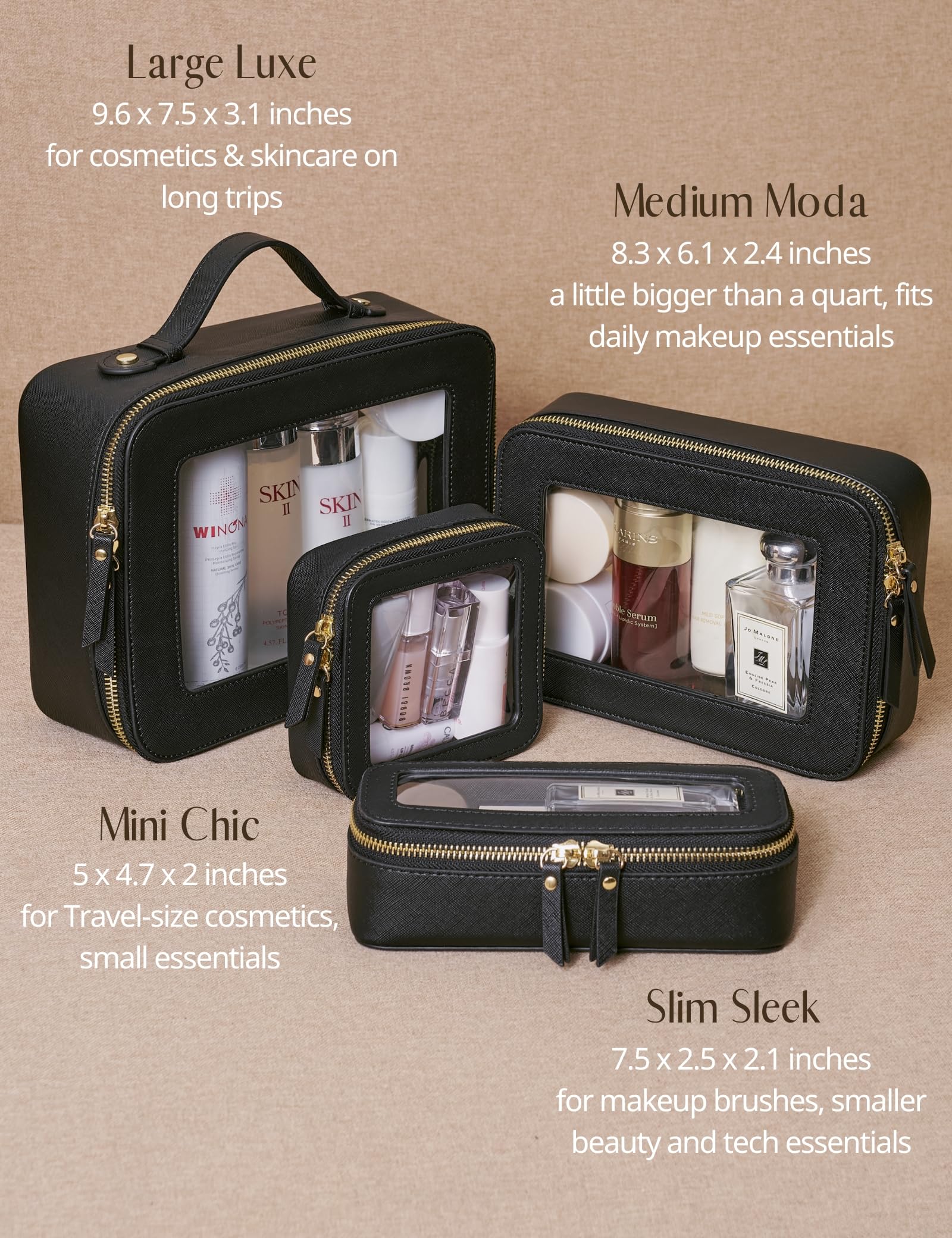 Popvibe mini clear black makeup bag travel-use setup suitable for on-the-go routines.