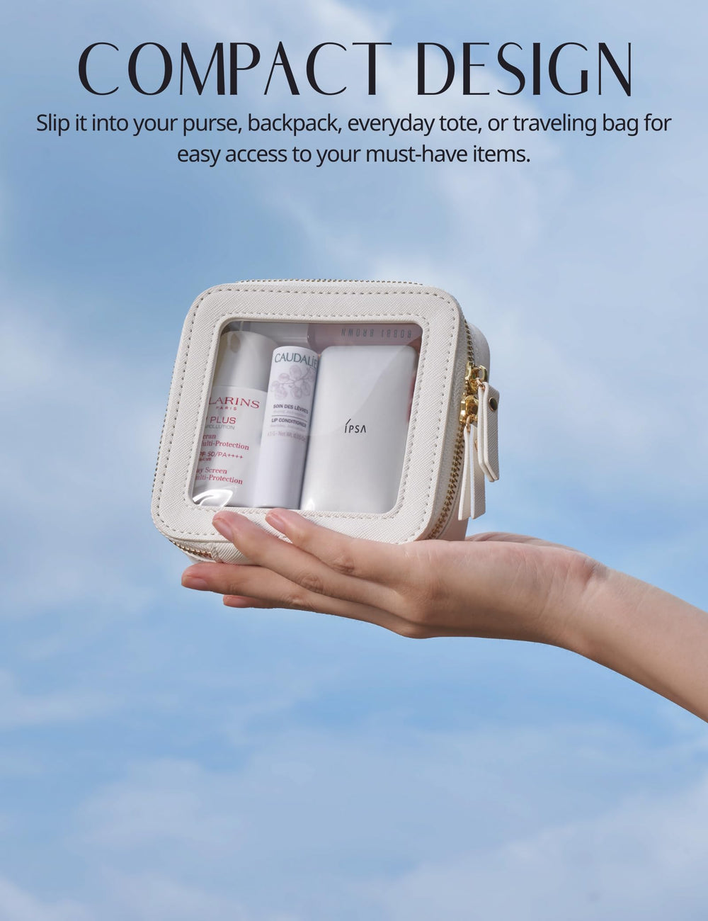Popvibe mini dimensions five-by-four-inch size fits lip balms, cords, and more.