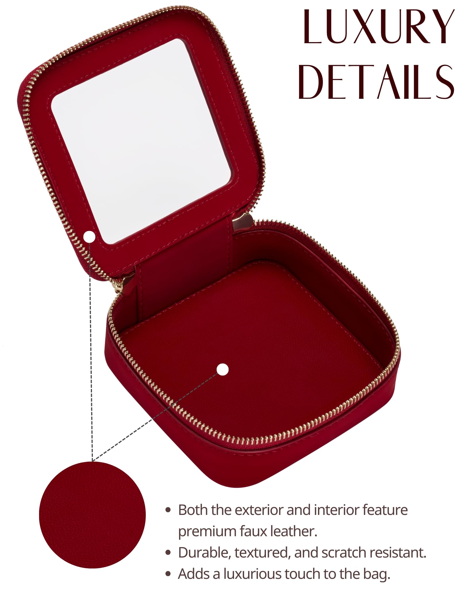 Popvibe Mini makeup bag daily essentials red fits small items neatly
