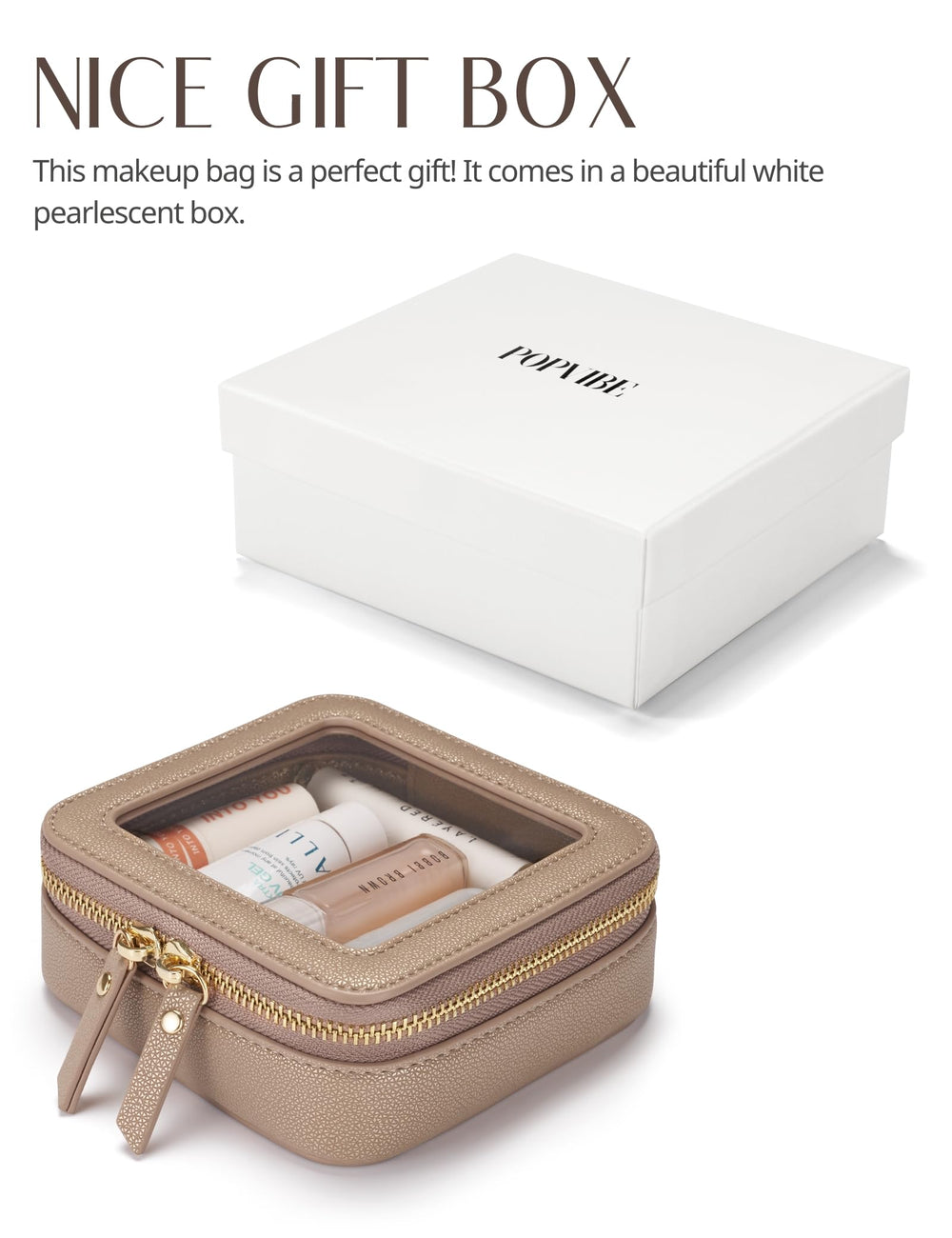 Popvibe mini makeup bag in use for easy access and organization