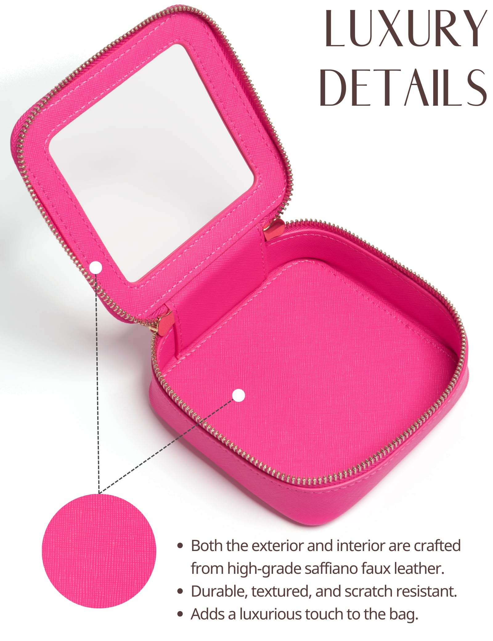 Popvibe mini makeup bag on-the-go organizer fits in purse or travel bag.