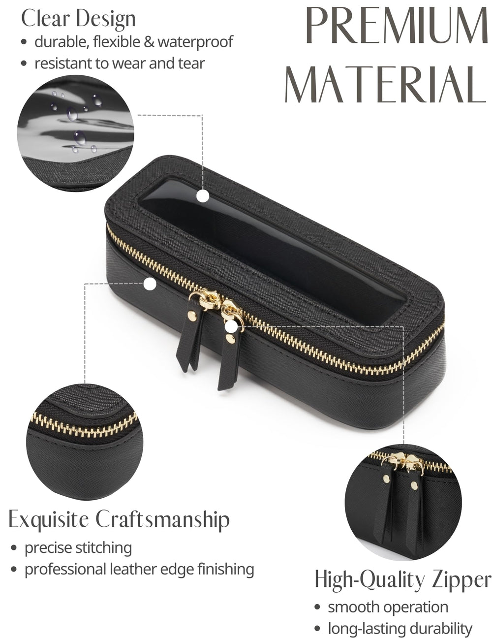 Popvibe premium saffiano faux leather cosmetic case resists scratches and cleans easily