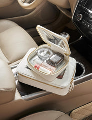 Popvibe saffiano-faux-leather exterior offers durable, scratch-resistant style with easy cleanup.