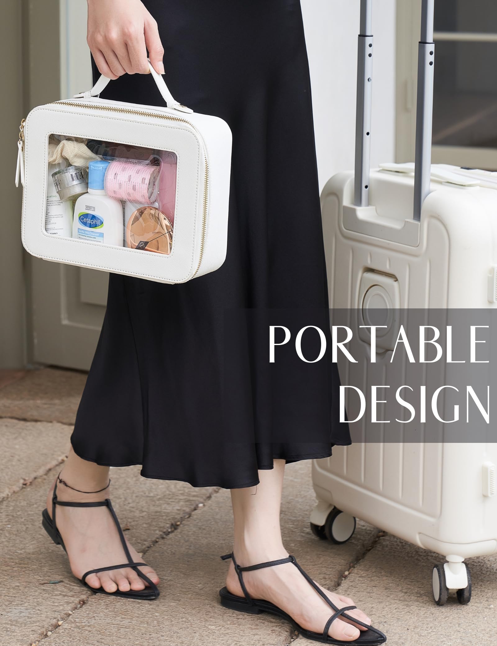 Popvibe saffiano faux-leather exterior demonstrates durable, scratch-resistant design.