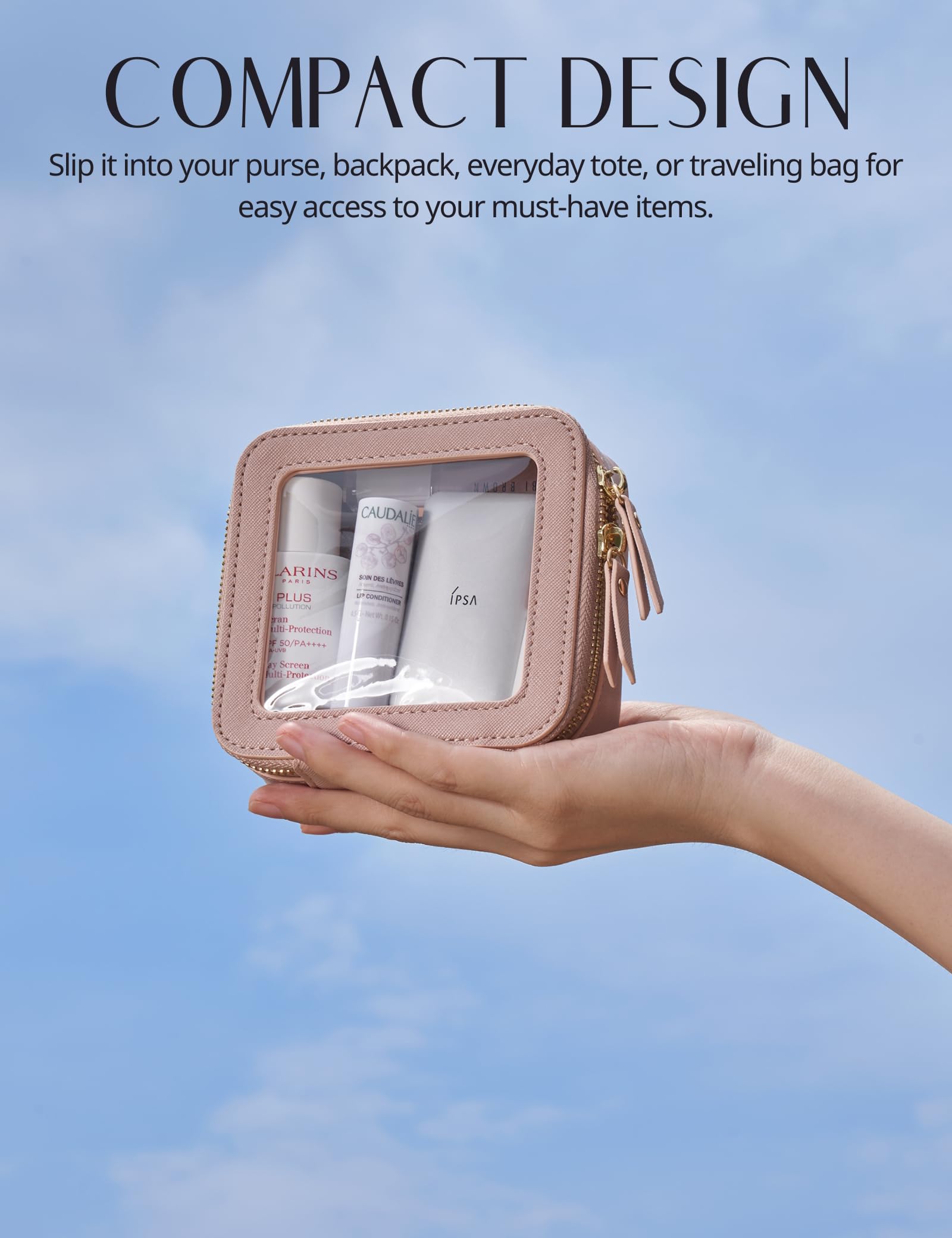Popvibe smooth zipper closure and gold hardware elevate everyday organization
