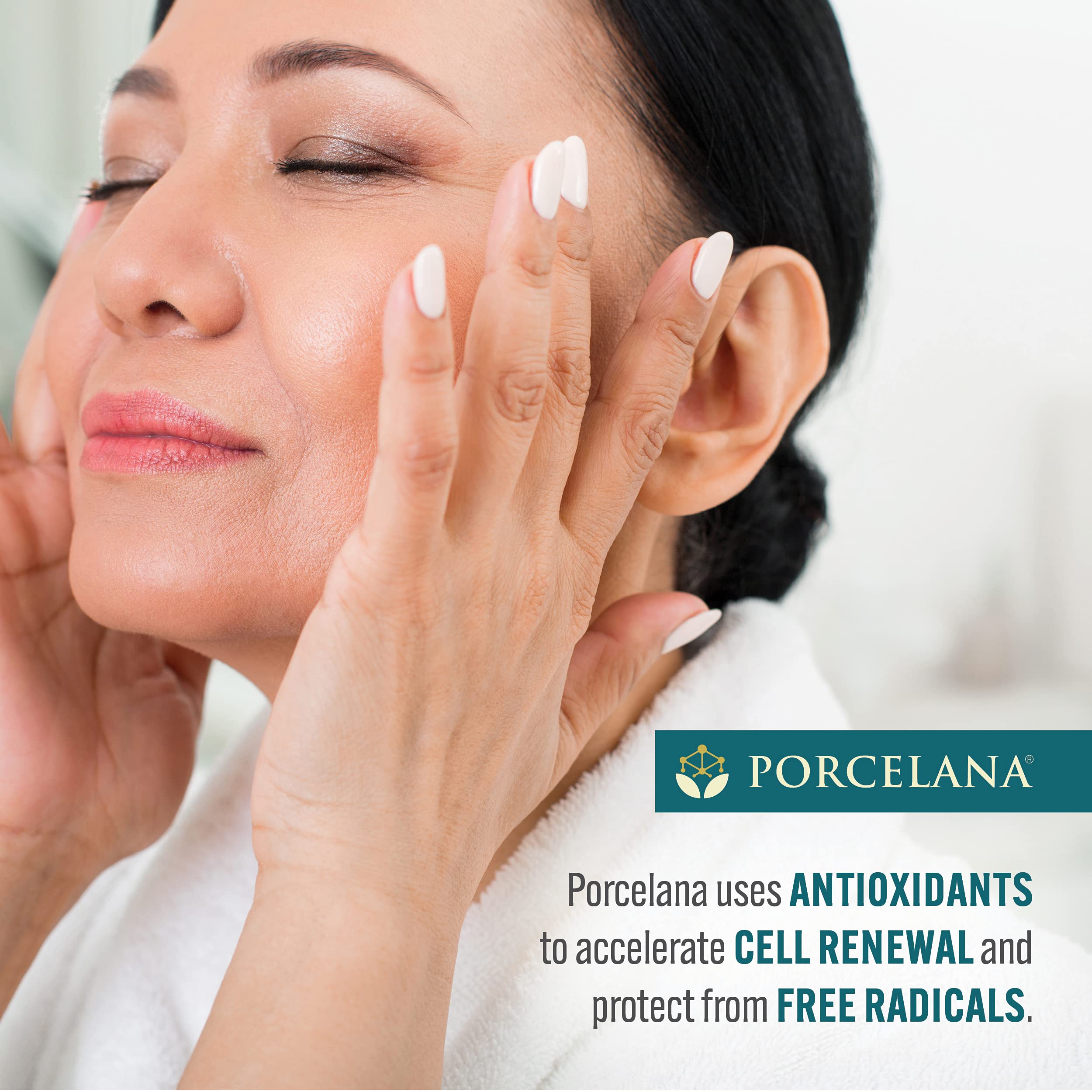Porcelana Daytime Hydration Cream antioxidants-illustration emphasizes vitamins A & E protection.