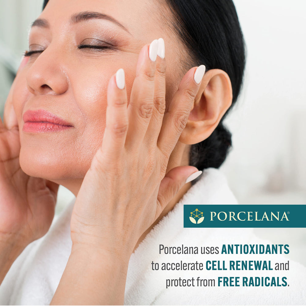 Porcelana Daytime Hydration Cream antioxidants-illustration emphasizes vitamins A & E protection.