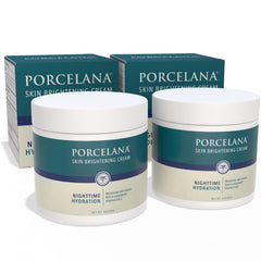Porcelana Nighttime Hydration Cream tube closeup highlighting rich hydration for smoother skin