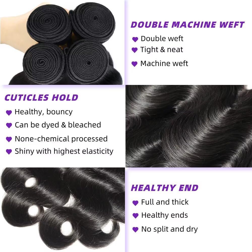poshbash body wave bundles hair texture closeup shows silky, tangle-free finish
