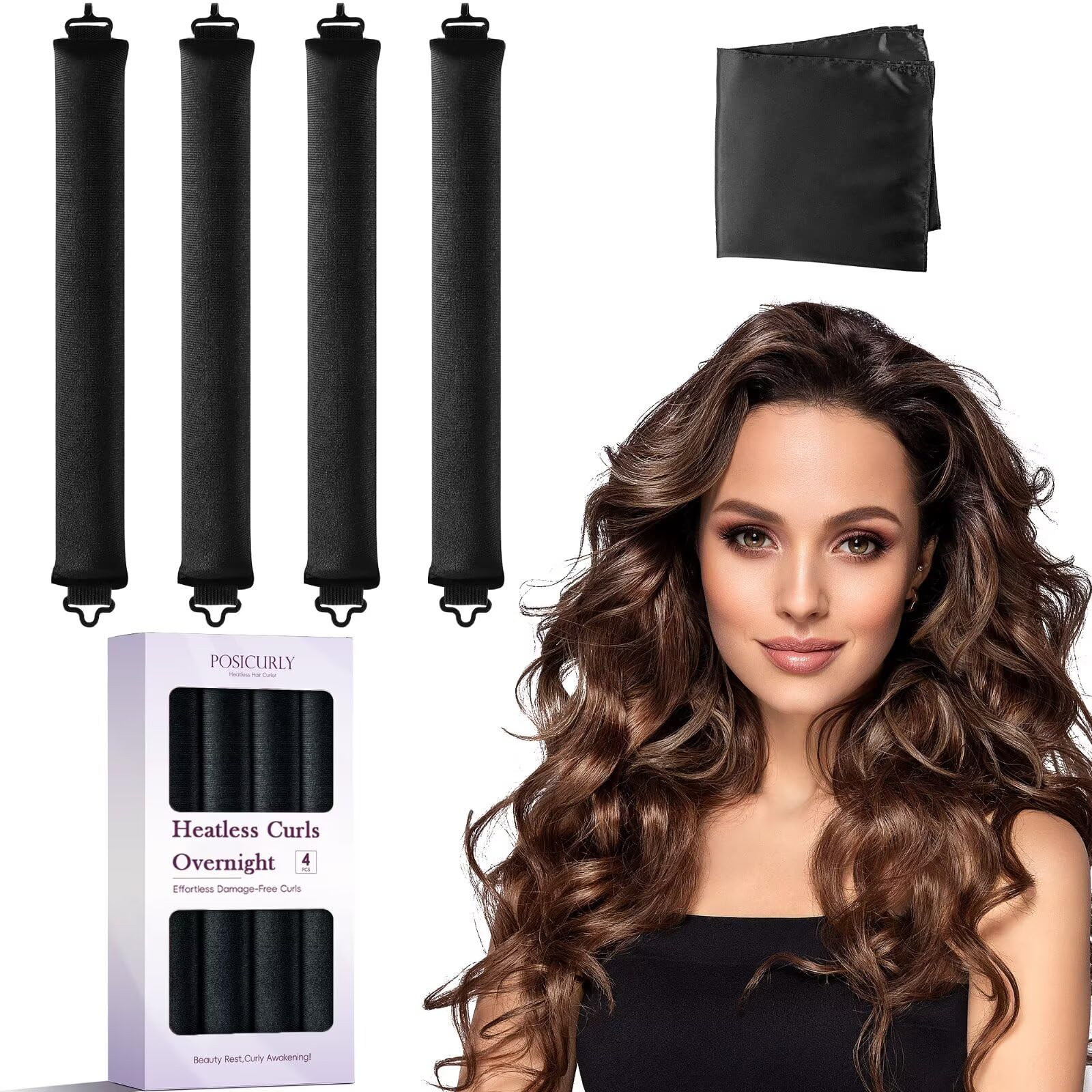 Posicurly heatless curls overnight rollers 4pc deliver effortless no-heat waves while you sleep