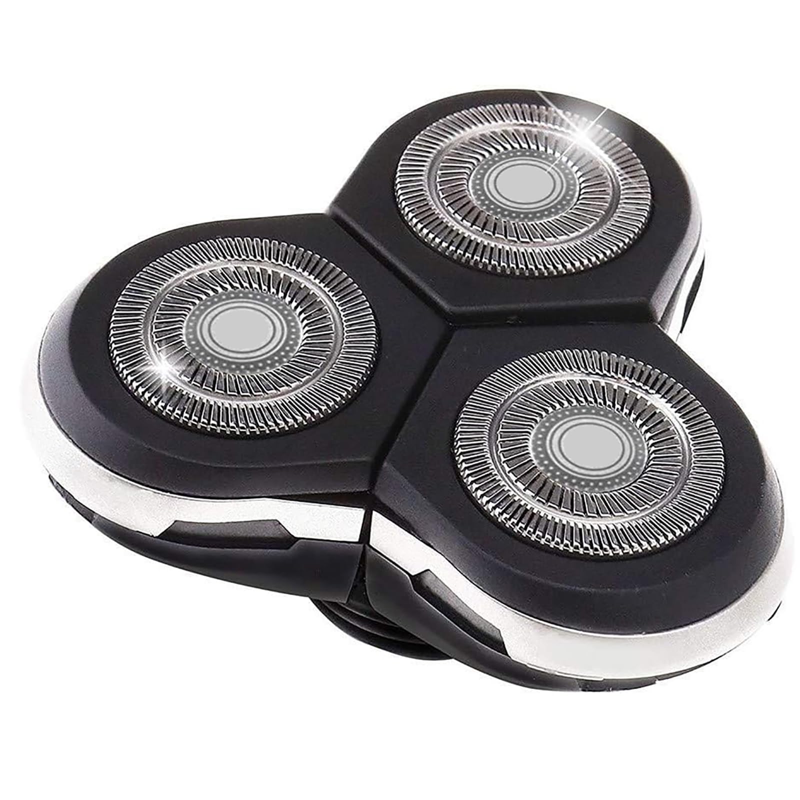 Poweka RQ12 replacement head close-up shows triple 3D floating cutters for smooth contouring.