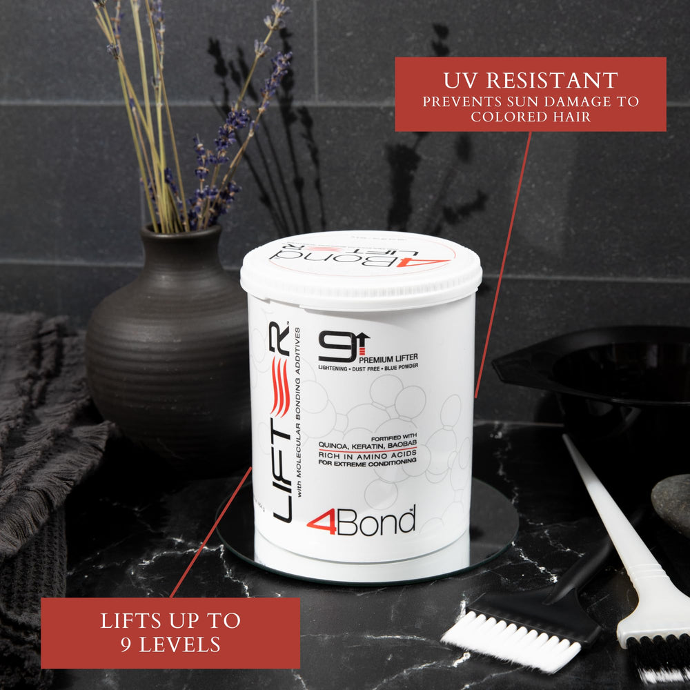 POWERTOOLS 4BOND quinoa-keratin-baobab ingredients closeup emphasizes conditioning during lift.