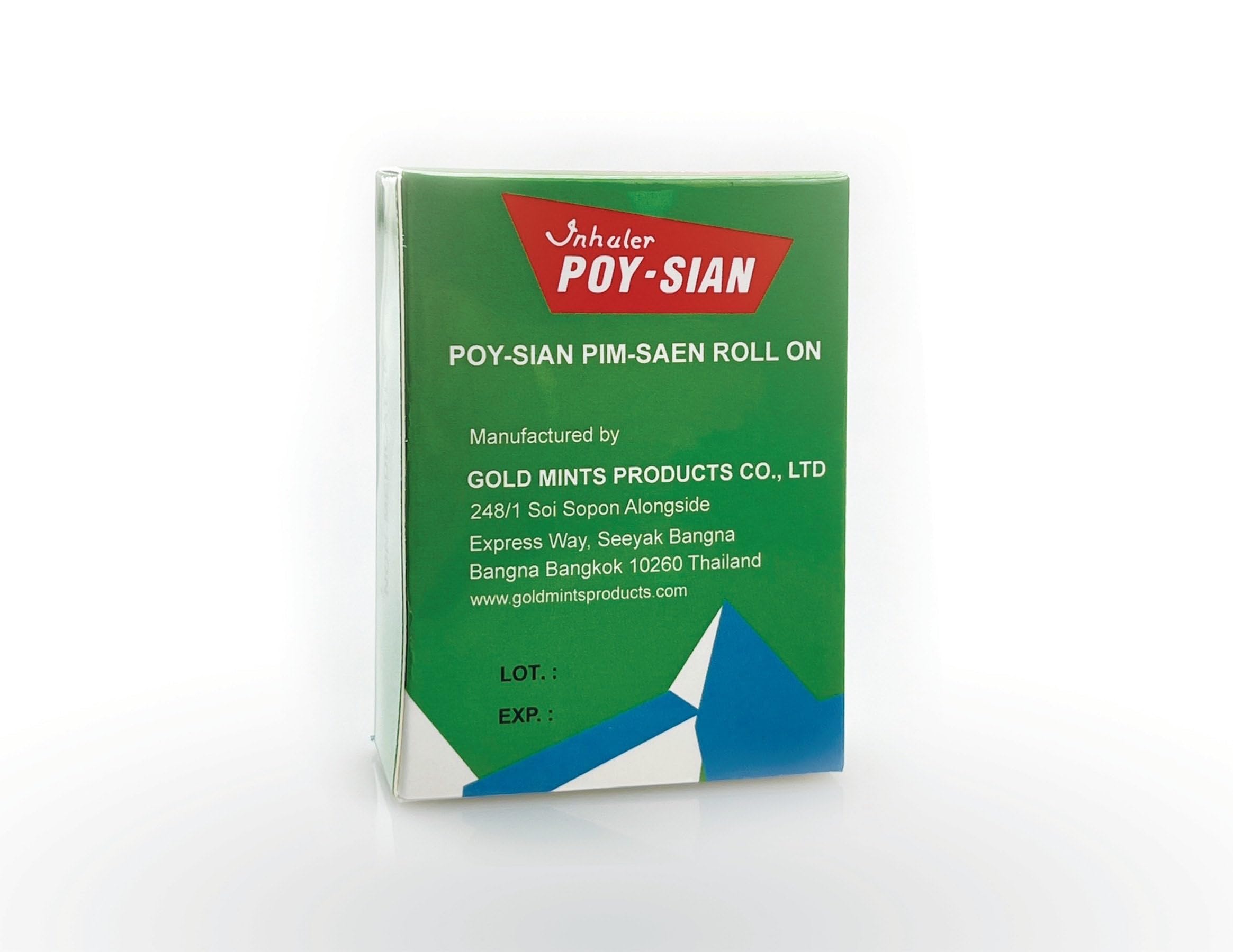 POY-SIAN Thai PIM-Saen balm oil roll-on label emphasizes natural ingredients