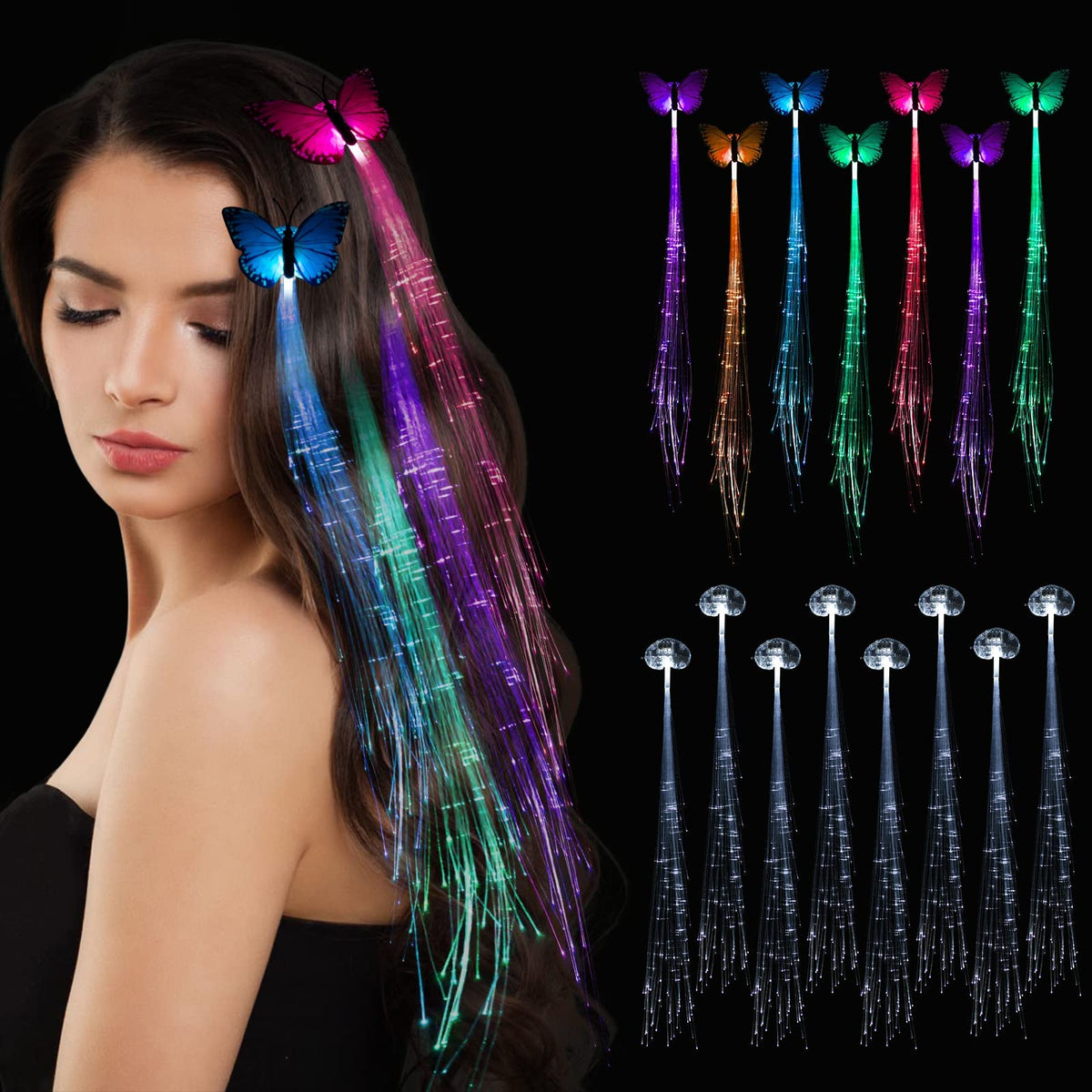 POZILAN LED heart braid clip glows for vibrant party styling.