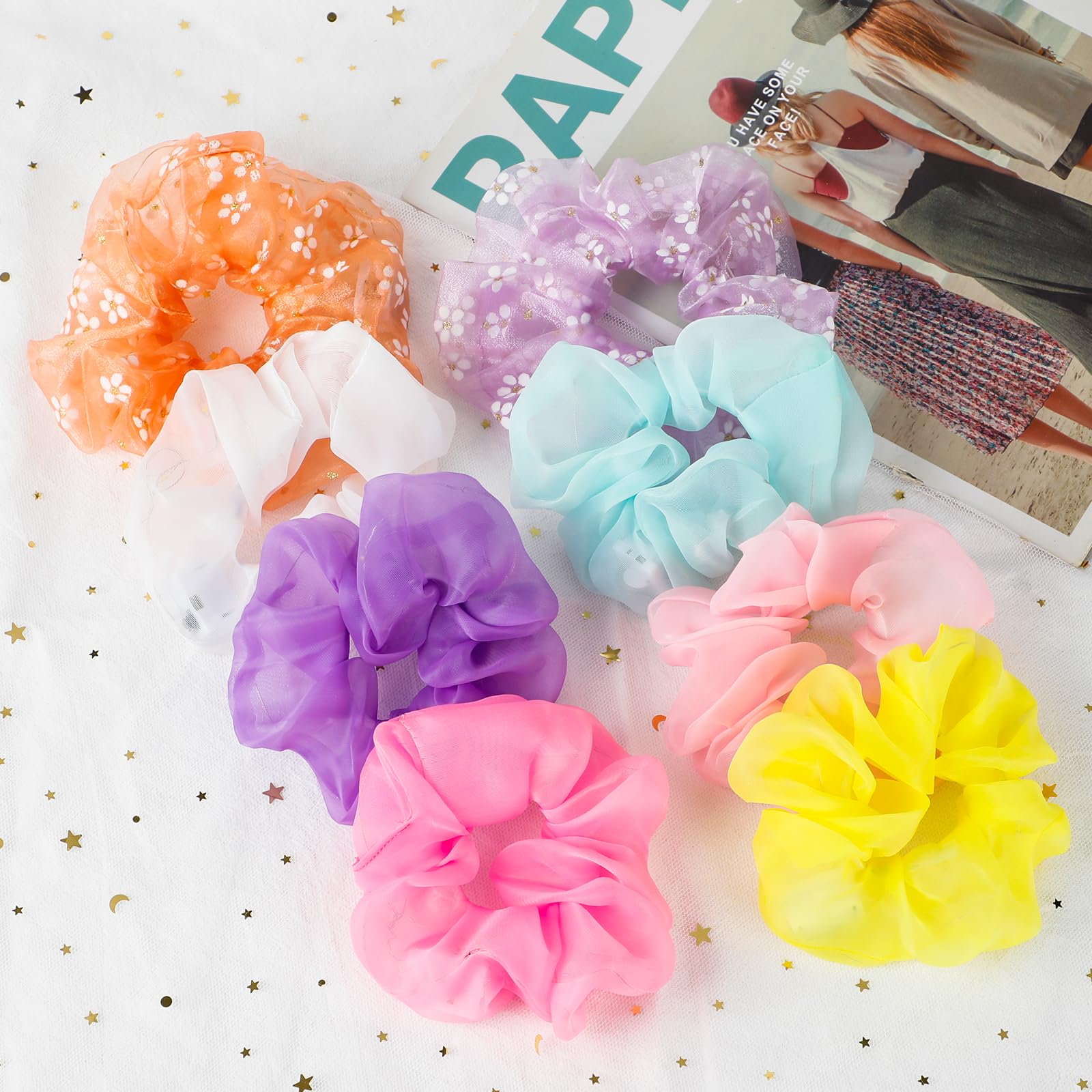 POZILAN LED scrunchies glow for neon party and rave styling.