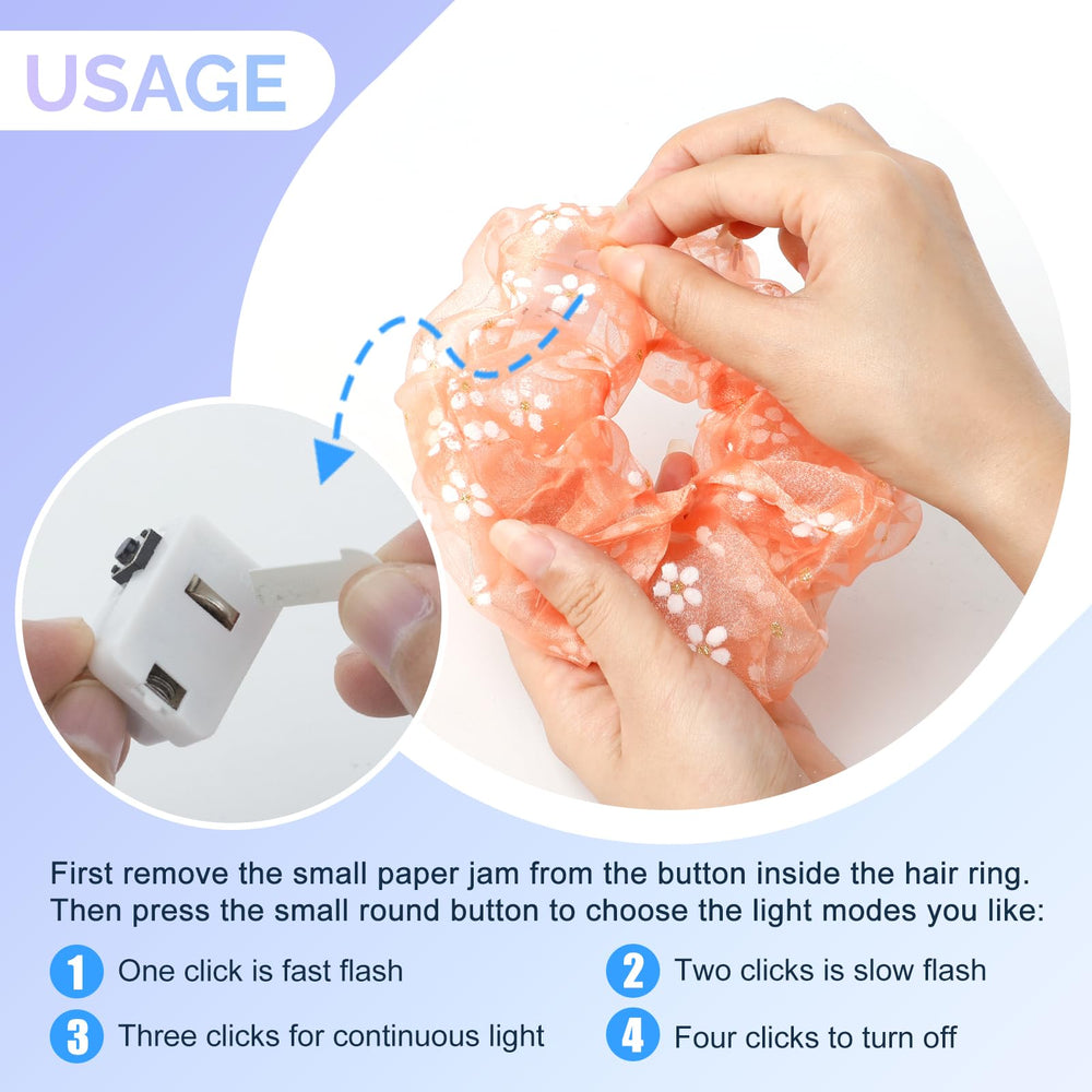 POZILAN LED scrunchies stretch easily for thick or multiple wraps.