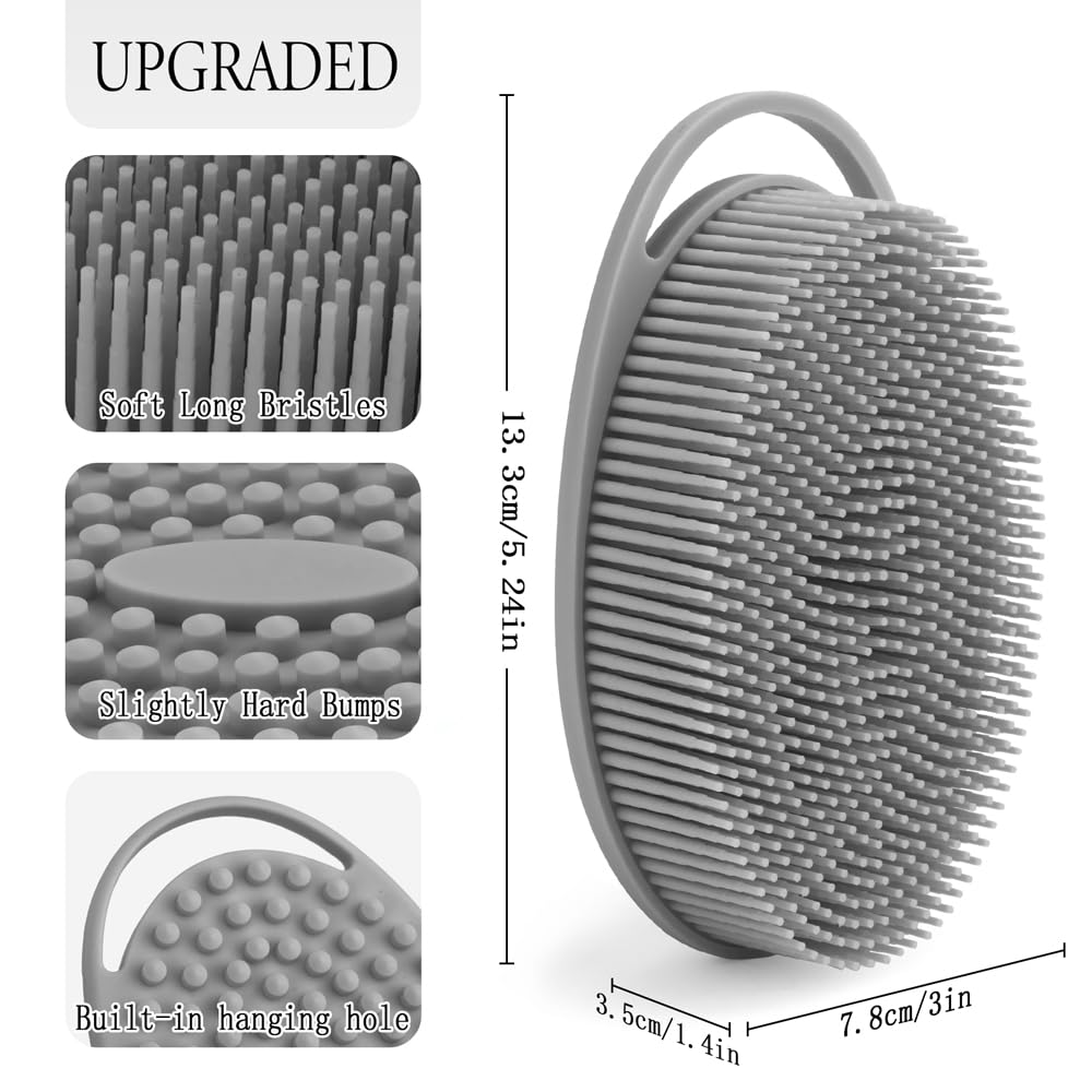 PQRUU silicone body scrubber deep-clean action exfoliates and smooths the skin.