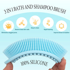 PQRUU silicone body scrubber soft-bristles for gentle cleansing on sensitive skin.