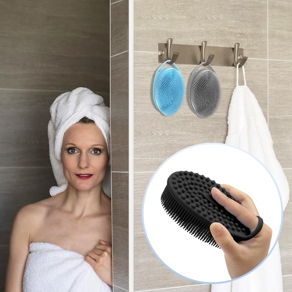 PQRUU silicone body scrubber textured bulge for massage and improved circulation.