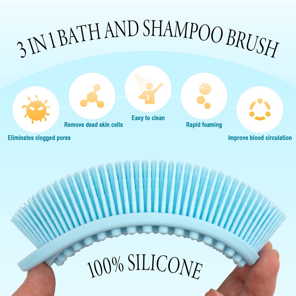 PQRUU silicone body scrubber soft bristles for gentle exfoliation and refreshing showers.