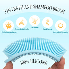 PQRUU silicone body scrubber soft bristles for gentle exfoliation and refreshing showers.