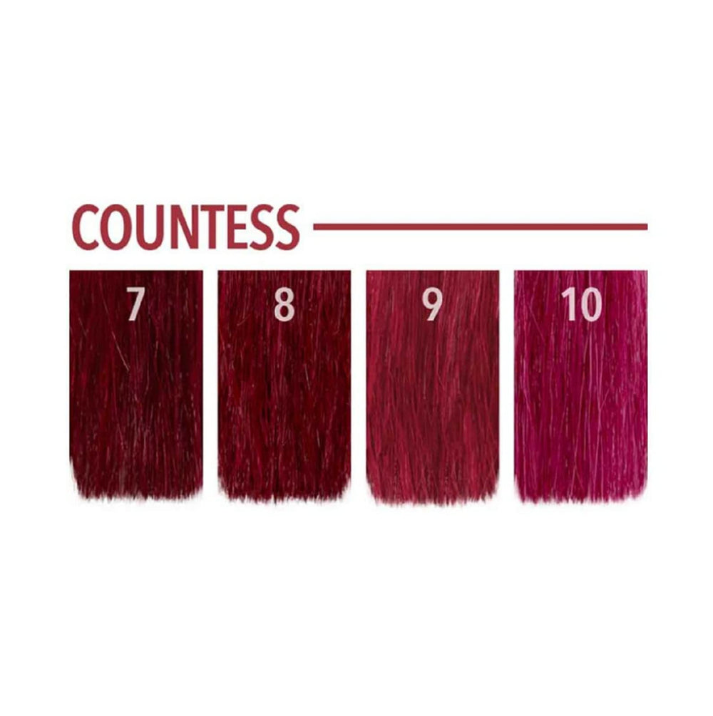 Pulp Riot Countess color bottles with swatches illustrating custom shade mixing