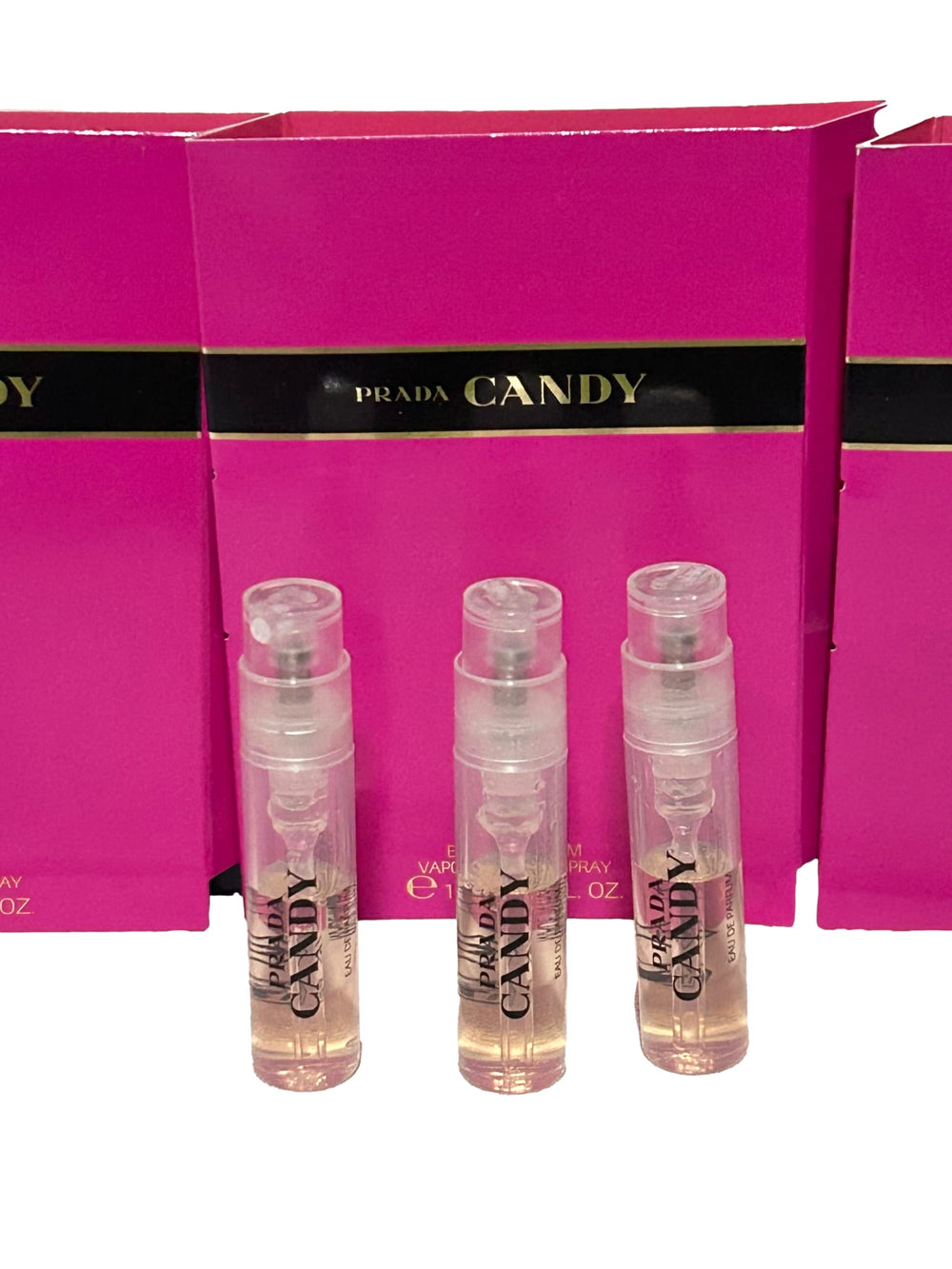 Prada Candy perfume atomizer shot, travel-friendly scent for evening confidence.
