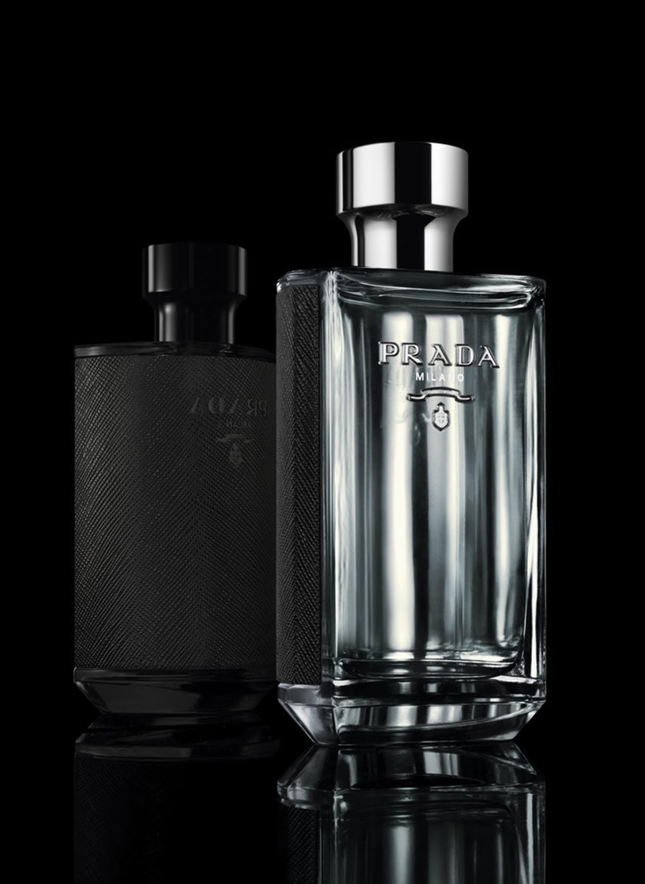 Prada L'Homme EDT cap close-up showing minimalist design.